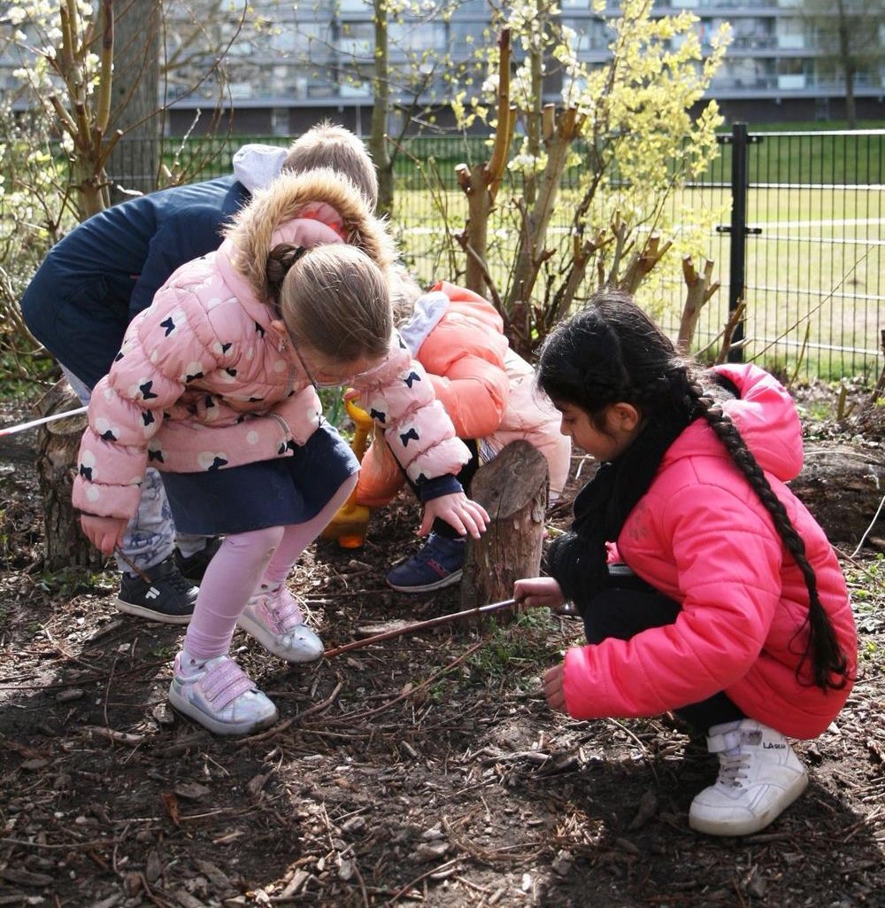 Kinderen in de schooltuin